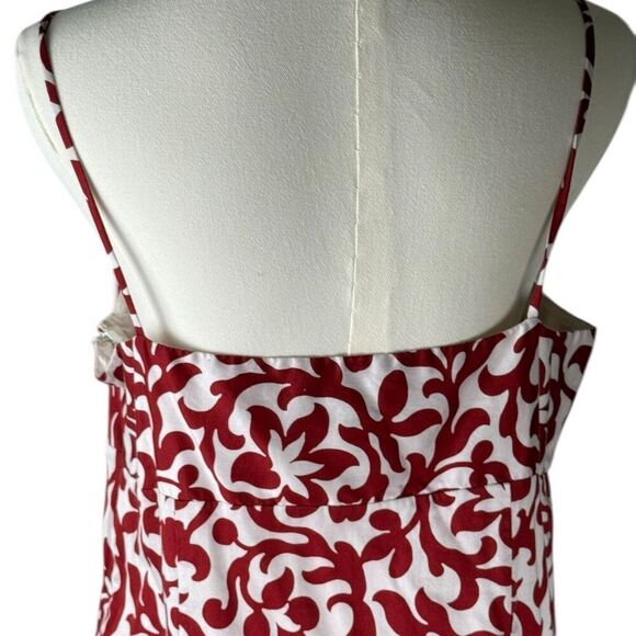 Hart of Dixie Style Red‎ White Print Sundress Women's 12 Cotton Midi Cottagecore - Picture 9 of 16